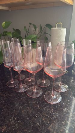 Pretty in Pink Set Glass Wine & Champagne Glasses  