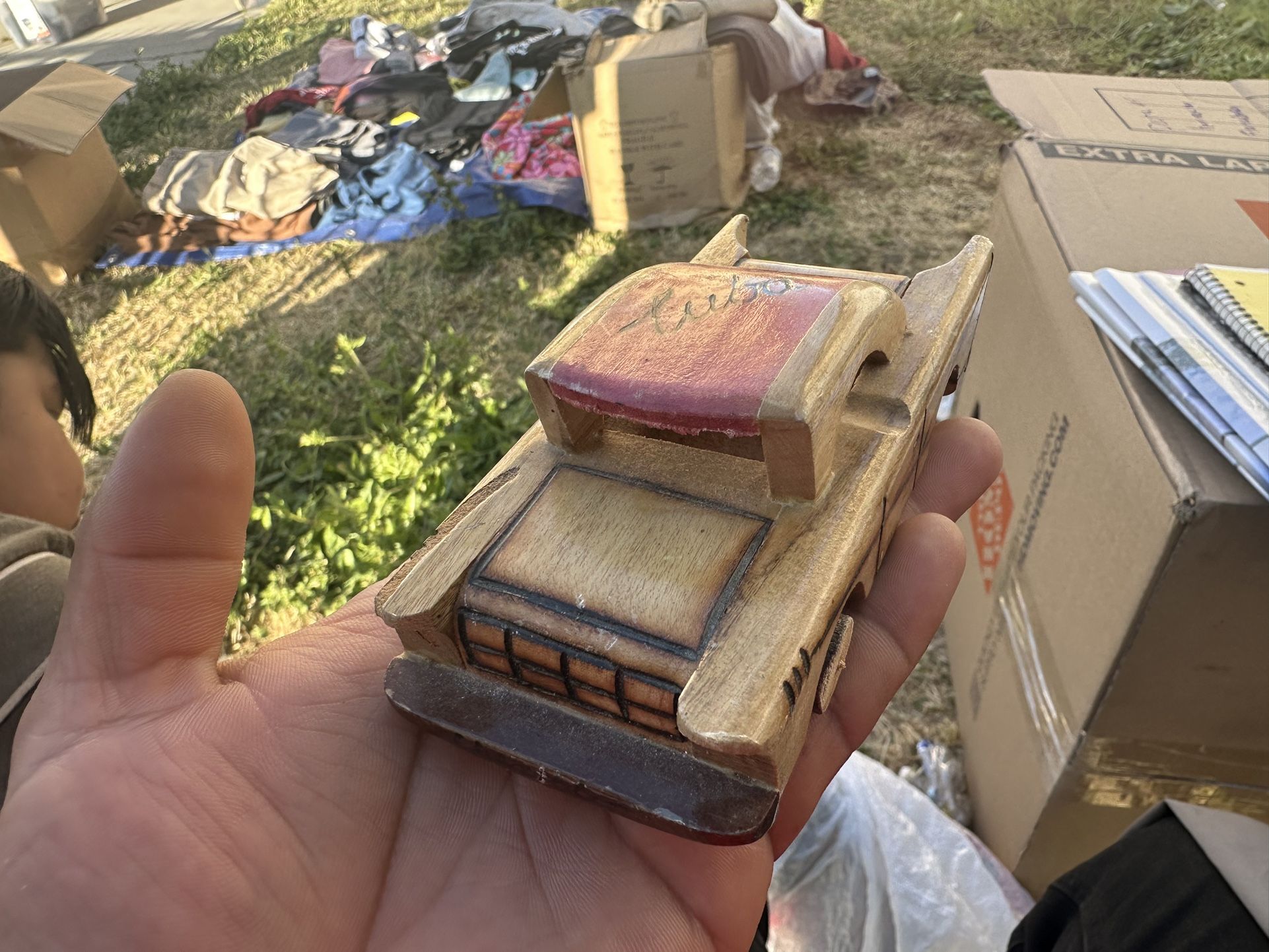 Vintage Cuban Folk Art Chevrolet 57 Chevy Handmade Wooden Toy Car