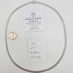10k white gokd 24" 4.88mm Miami Cuban link chain