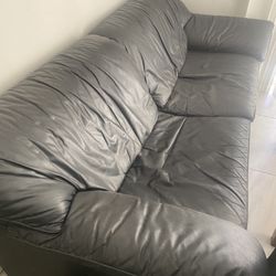 Black Italian Leather Sofa