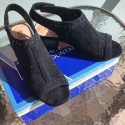 Black Suede Sandals Heels Size 6