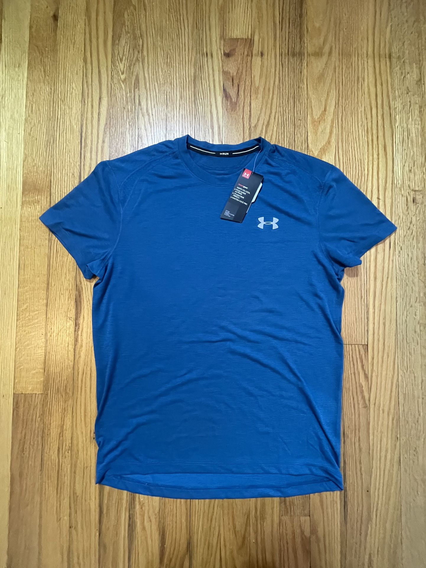 Under Armour Men's UA Run Short Sleeve Shirt Size M The Streaker Tee Blue New