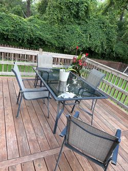 4 chair glass top table patio set