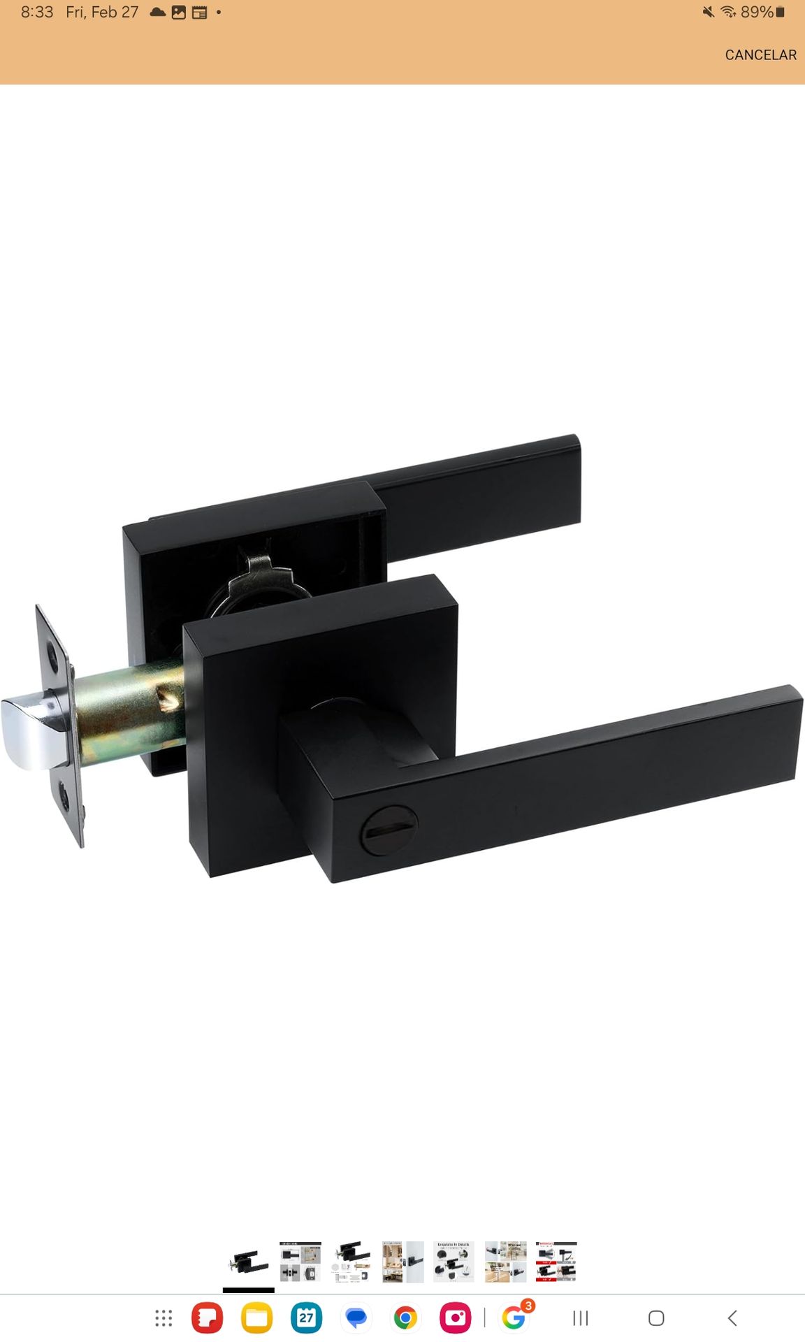 Square door lock with 2 keys (44)