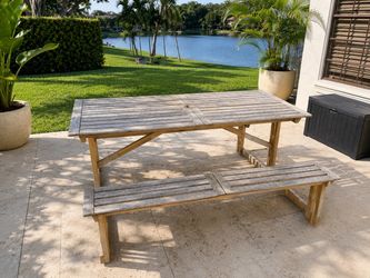Outdoor Wood Picnic Table with Bench