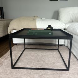 Black Rectangular Tray Metal End Table, Modern Accent Table Small Side Table Sofa Table
