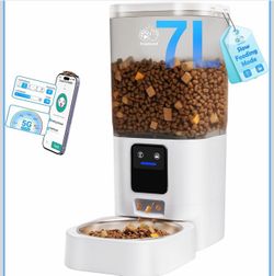 Automatic Cat Feeder with 5G WiFi: Automatic Dog Feeder with Slow Feed & Smart APP Control, 7L Timed Auto Cat Food Dispenser with Alexa for Pets, Deta