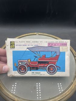 Vintage Doyusha Japan 1896 Peugeot Model Kit Open Box Unassembled 