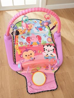 Fisher Price Deluxe Kick & Play Piano Gym Play Mat Pink w/ Toys & Piano Keys