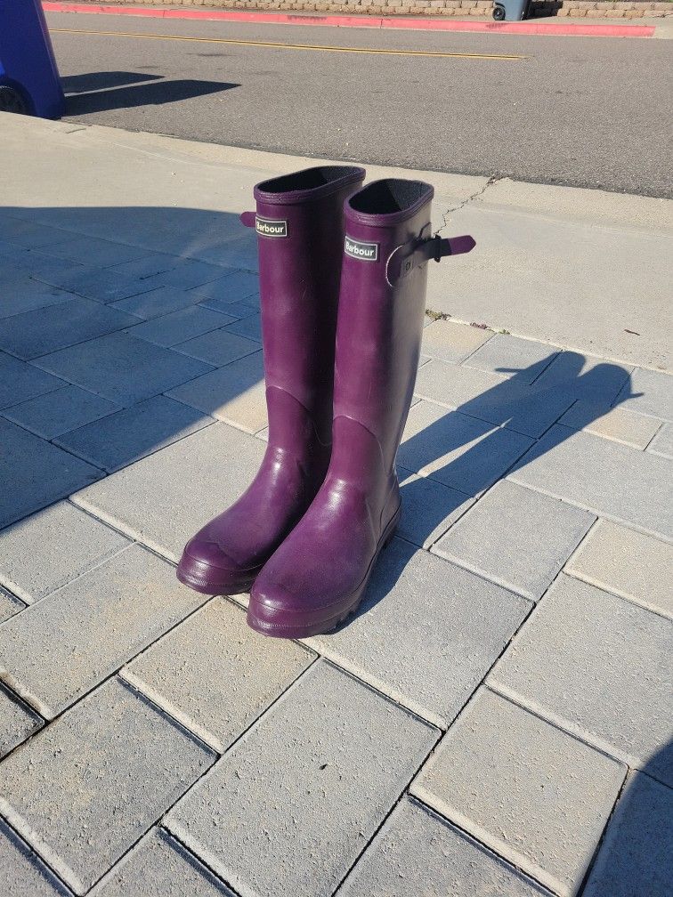 Barbour Wellington Rain Boots - Purple Women's Size 11