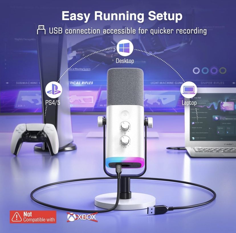 Light Up Microphone Ideal For (gaming Or Live Steaming)