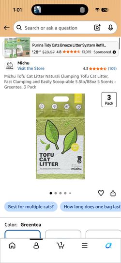 Michu Tofu Cat Litter Natural Clumping Tofu Cat Litter,