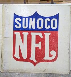 Vintage 1970s Sunoco NFL 4ft X 4ft Advertising Sign