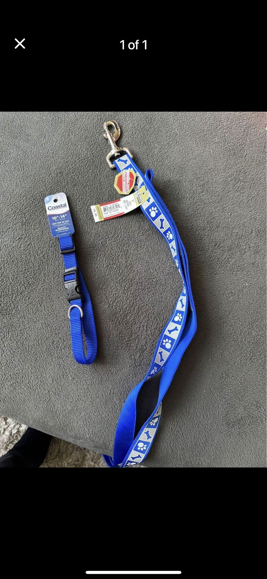 Dog Collar (10”-14”) and Leash (4 ft)