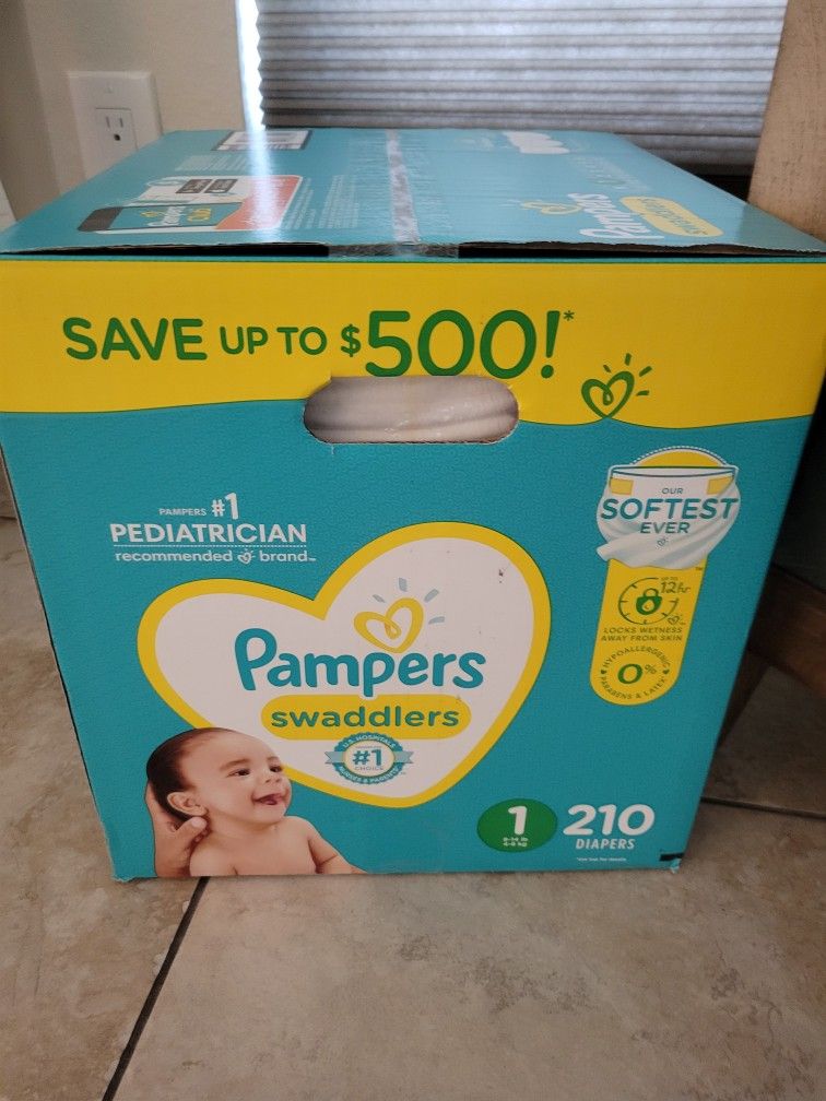 Pampers Swaddlers Size 1 - 210 Count Box