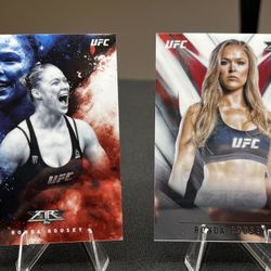 Lot Of 2 2017 Topps Chrome UFC Fire Fired Up Ronda Rousey #UF-RRO & Base #UF-RR