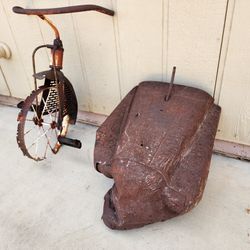 Old Murray Pedal Car Half & Vintage Tricycle Front 1/2 Metal Yard Art