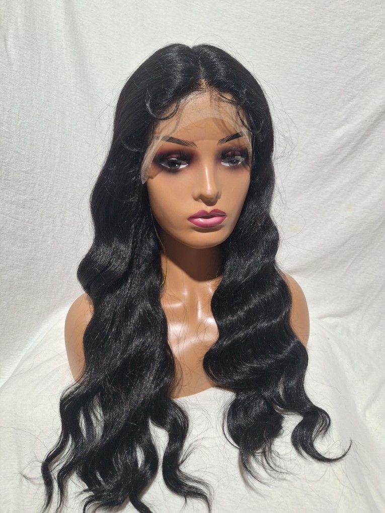 Human Hair Blend Lace Front Wig..26 Inches Long. Curling Iron Safe