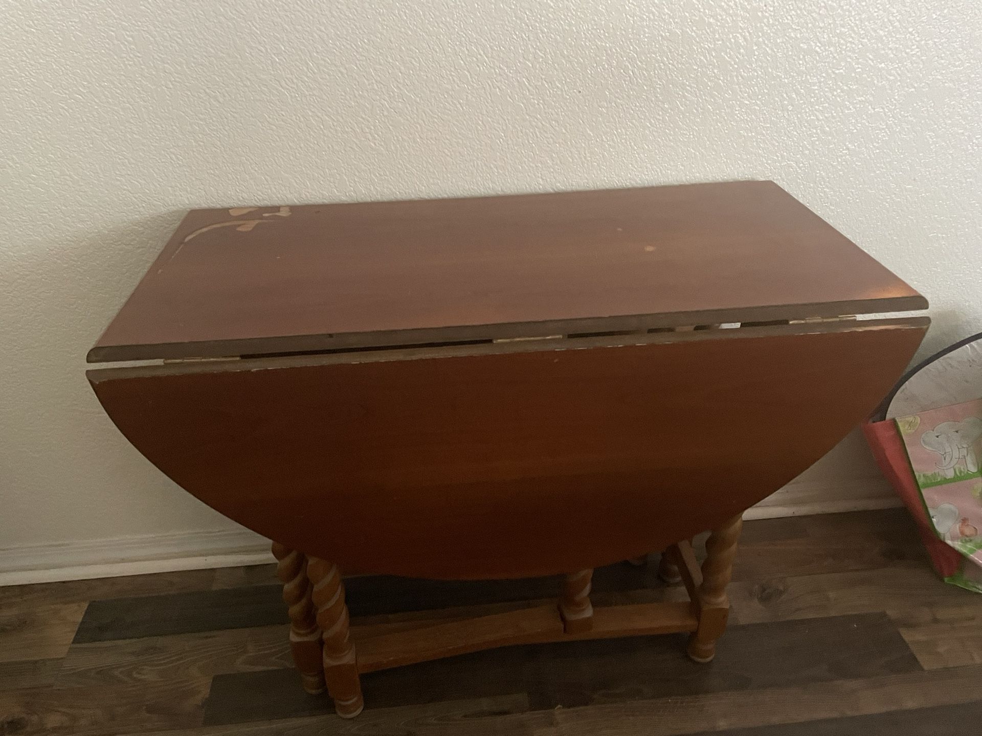 Antique Drop-leaf Solid Wood Spindle Legs