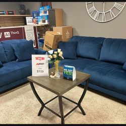 Velvety Soft Fabric Blue Sofa And Loveseat☄️ Brand New💥 2 Pice Living Room Set ✅