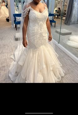 Ivory over Soft Blush Silver Maggie Sottero sz 14