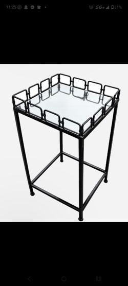 Black Metal and Glass Side Table