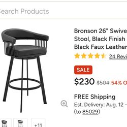 Armen Living Bronson / Chelsea 26”  Bar Stool New