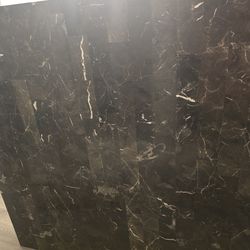 Beautiful Cherry finish marble slab table with 7 Chairs