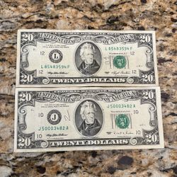 20 dollar bill 1993 and 1995 vintage 
