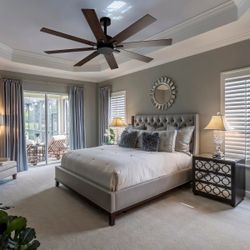 Indoor Outdoor Use 65 in. Black Solid Wood Grain 8 Blade Propeller Ceiling Fan with Remote Control, 5-Speed Adjustable