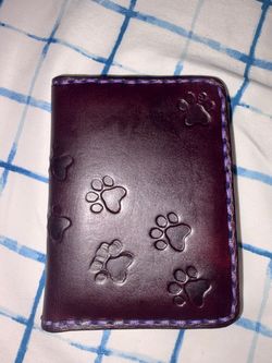 Leather Wallet with Embossed Paw Prints