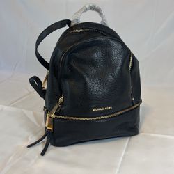 Michael Kors Rhea Zip Black Leather Backpack