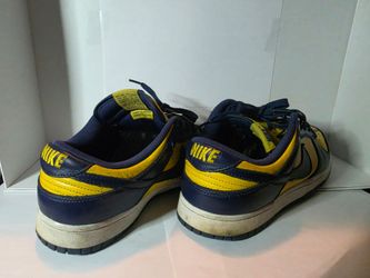 Nike Men Dunk Athletic Midnight Navy Yellow Leather Lace-Up Shoes Size 6.5