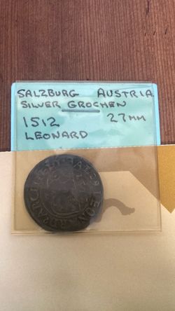 1512 Salzburg Austria Silver Grochen Coin