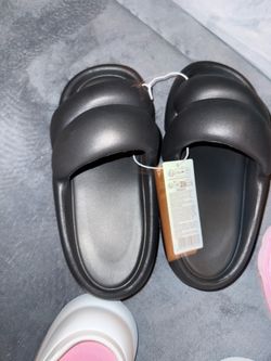 Black Platform Slide Sandals with Tags