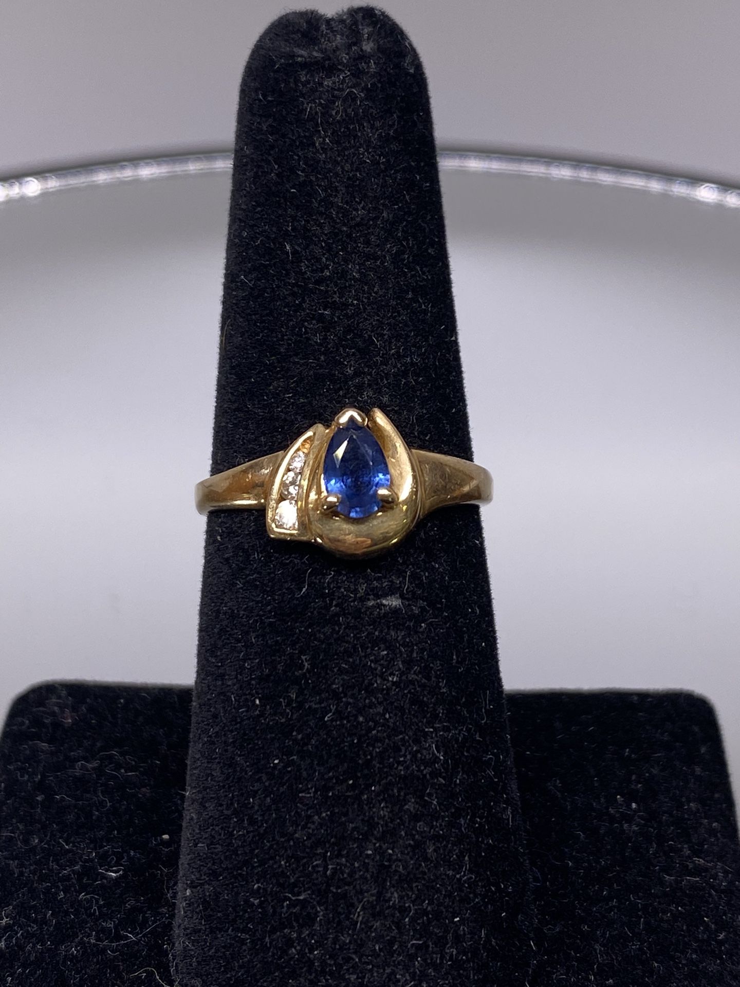 14K Pear Sapphire Ring
