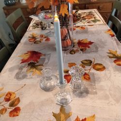 Clear Glass Taper Candlestick Holders Set of 3