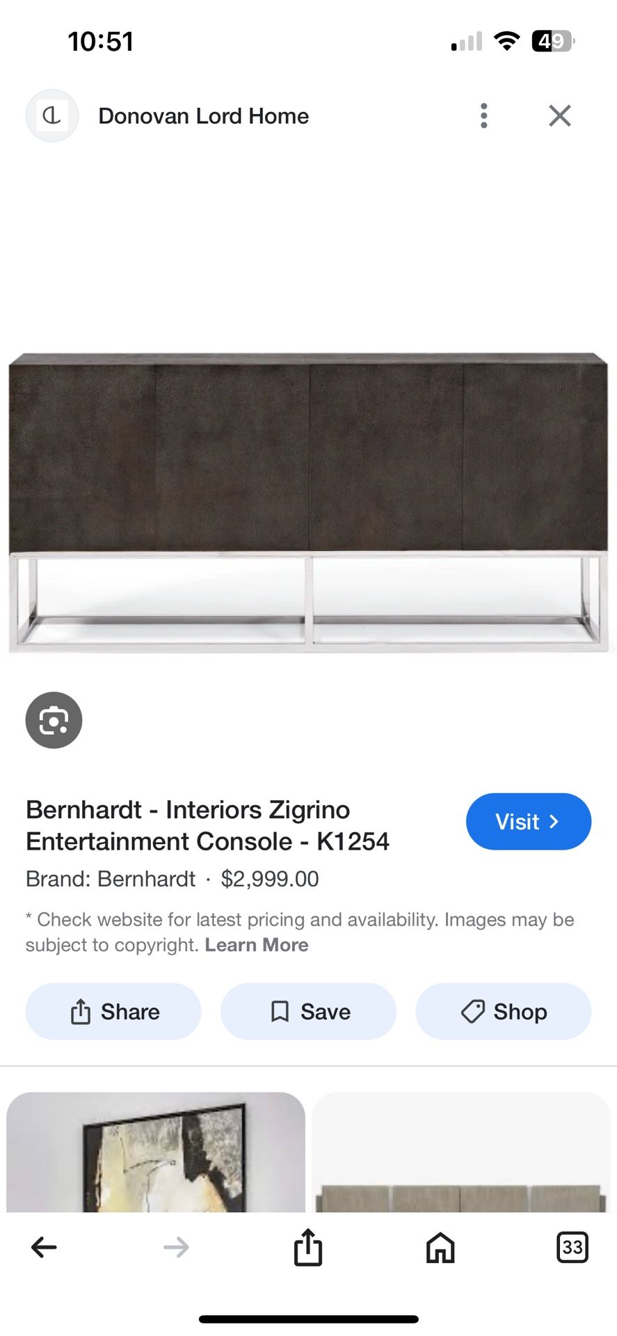 Bernhardt Console/buffet Top