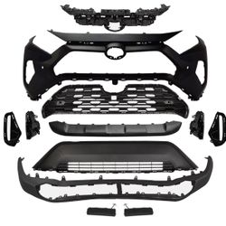 Complete Front Bumper Assembly With Grilles, Fog Kit, Lower Valence For Toyota RAV4 2022 2023 2024