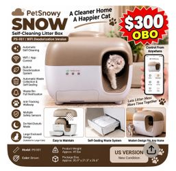PetSnowy SNOW Self-Cleaning Litter Box PS-001 – WiFi Deodorization – Brown