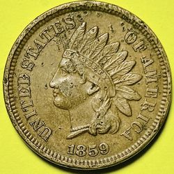 1859 U.S. INDIAN HEAD PENNY CENT 1c COIN (XF-Extra Fine)