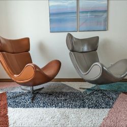 BoConcept Imola Mid Century Egg Lounge Chairs w/ Ottomans