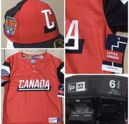 2019 Little League World Series Authentic CANADA Jersey Sz YL & Fitted Cap 6-3/4