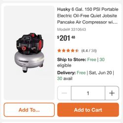 Brand New Quiet Husky Compressor 6gal