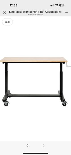 Workbench | 60inAdjustable Hardwood Work Tops | Premium, Standard, or Crank Handle | Rolling Work Station for Garage, Workshop, or Home | Heavy Duty (