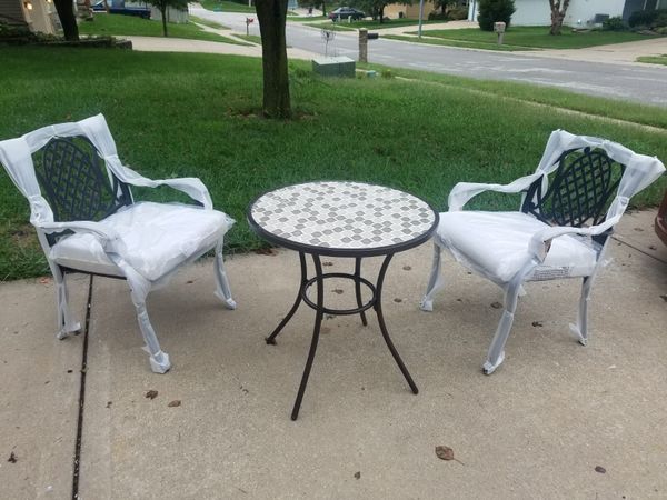 New Patio Furniture With Bistro Marble Table And 2 Chairs For New Patio Furniture With Bistro Marble Table And 2 Chairs For In Kansas City Mo Offerup