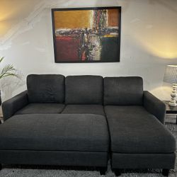 **FREE DELIVERY** Beautiful Gray Microfiber 2pc Sectional With Storage Ottoman **FREE DELIVERY**