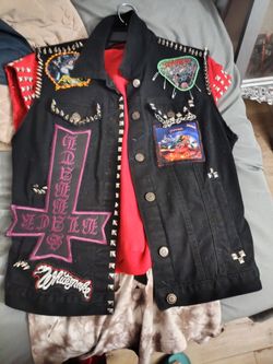Metal Punk Vest Handmade Studded Battle Jack Anthrax, Black Sabbath, Whitesnake!