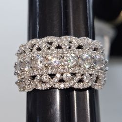 14k White Gold Cluster Ring 