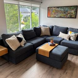 Lovesac Vintage Blue Rained Chenille Covers and Standard Side Inserts for Sale @ 75% Off